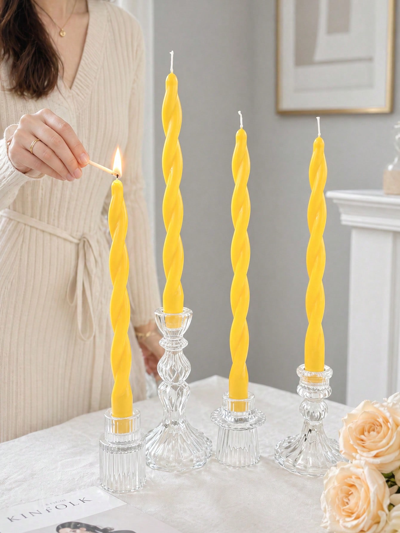 Home Fragrance Set Gift - 4 Parça Set Yeni Sarı Bükümlü